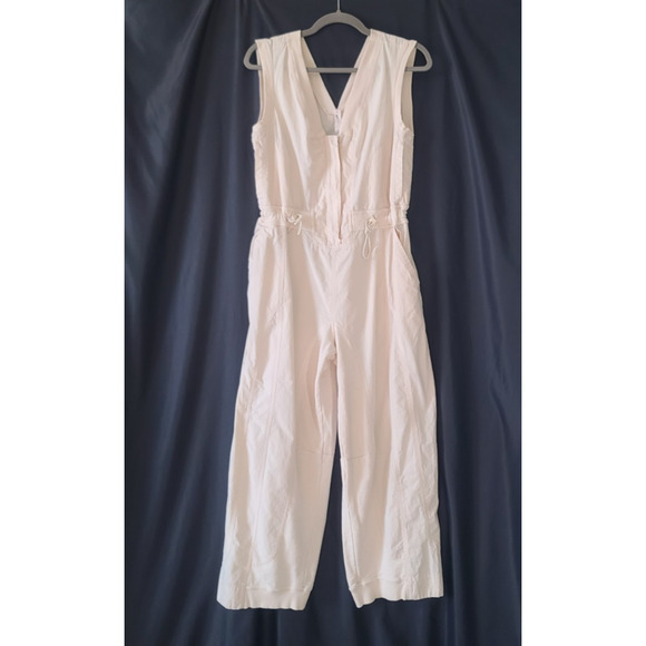 Anthropologie Daily Practice Soller White Cotton Drawstring Jumpsuit XS - Picture 3 of 12
